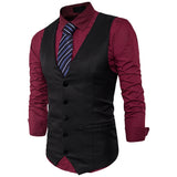 Men Business Suit Vest Slim Solid Button Sleeveless Skinny Wedding Waistcoat