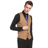 Men Business Suit Vest Slim Solid Button Sleeveless Skinny Wedding Waistcoat