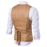 Men Business Suit Vest Slim Solid Button Sleeveless Skinny Wedding Waistcoat