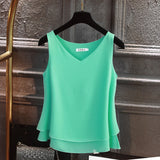 2019 Fashion Brand Women's blouse Summer sleeveless Chiffon shirt
