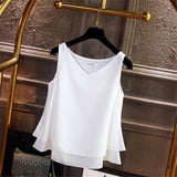 2019 Fashion Brand Women's blouse Summer sleeveless Chiffon shirt