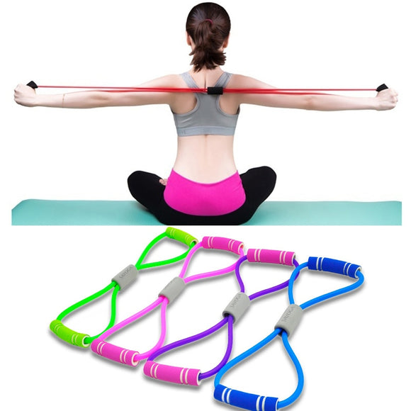 2019 Hot Yoga Gum Fitness Resistance 8 Word Chest Expander Rope Workout Muscle Fitness Rubber Elastic Bands for Sports Exercise
