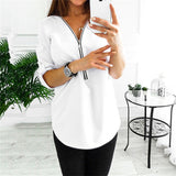 2019 Summer Blouse Women Sexy V Neck Woman Elegant Shirt Zipper Blouse Clothing