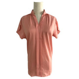 2019 Summer Women Chiffon Blouse Short Sleeve Red Ladies Office Ladies Shirt