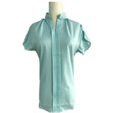 2019 Summer Women Chiffon Blouse Short Sleeve Red Ladies Office Ladies Shirt