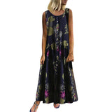 2019 Women's Dresses Plus Size Bohemian O-Neck Floral Print Dress