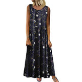 2019 Women's Dresses Plus Size Bohemian O-Neck Floral Print Dress