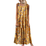 2019 Women's Dresses Plus Size Bohemian O-Neck Floral Print Dress