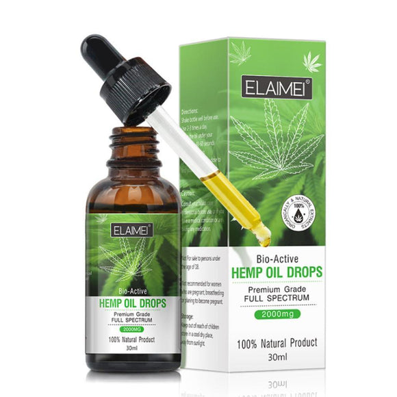 30ml Organic Essential Oil Hemp Seed Oil 2000MG Herbal Drops Body Relieve Stress Oil Skin Care