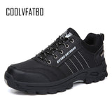 COOLVFATBO Military Tactical Boots For Men Leather Outdoors Round Toe Sneakers