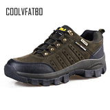 COOLVFATBO Military Tactical Boots For Men Leather Outdoors Round Toe Sneakers