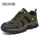 COOLVFATBO Military Tactical Boots For Men Leather Outdoors Round Toe Sneakers