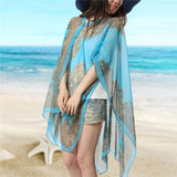 Fashion Floral Chiffon Blouses Women Spring Summer Style Beachwear Cover up