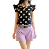 Fashion Girl Women Casual Chiffon Shirt Short Sleeve Shirt Summer Tops Black White