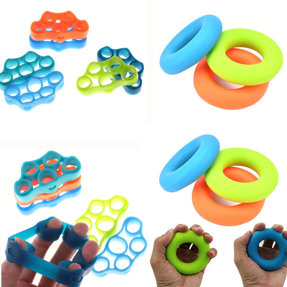 Finger Hand Grip Silicone Ring Gripper Strengthener Exerciser Trainer Resistance Band Fitness Expander Stretcher 3 Levels