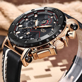 2019LIGE New Fashion Mens Watches Top Brand Luxury Big Dial Military Quartz Watch Leather Waterproof Sport Chronograph Watch Men