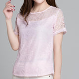 Jeseca New Women Clothing Chiffon Blouse Lace Crochet