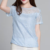 Jeseca New Women Clothing Chiffon Blouse Lace Crochet