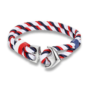 MKENDN High Quality Anchor Bracelets Men Charm Nautical Survival Rope Chain Paracord Bracelet Male Wrap Metal Sport Hooks