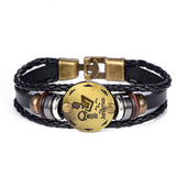 NEW Birthday Gift punk Zodiac Signs Aries Leo Bracelet Constellations charm men bracelets
