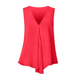 Women Chiffon Blouses Sexy Sleeveless V Neck Shirt Fashion Summer Ladies Tees Tops