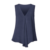 Women Chiffon Blouses Sexy Sleeveless V Neck Shirt Fashion Summer Ladies Tees Tops