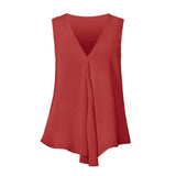 Women Chiffon Blouses Sexy Sleeveless V Neck Shirt Fashion Summer Ladies Tees Tops