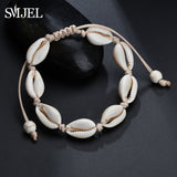 SMJEL New Fashion Black Rope Chain Natural Seashell Choker Necklace Collar Shell Choker Necklaces for Summer Beach Gift
