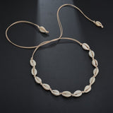 SMJEL New Fashion Black Rope Chain Natural Seashell Choker Necklace Collar Shell Choker Necklaces for Summer Beach Gift