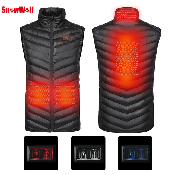 Men Winter Heated Vest USB Infrared heating Jacket  Carbon Fiber Electric Clothes