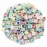 Sale 100 piece/Lot Random Handmade/DIY Square/Round Alphabet Digital/Letter Acrylic Cube for Jewelry Making Loom Band Bracelets
