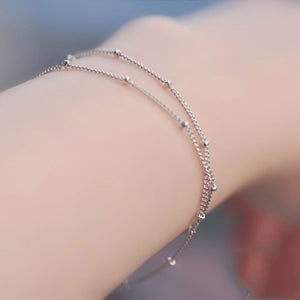 Satellite Chain Golden Allergy Free Bracelets Adjustable Copper Beads Silvery Double-Layer Wedding Exquisite 1PC New