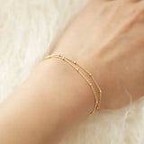 Satellite Chain Golden Allergy Free Bracelets Adjustable Copper Beads Silvery Double-Layer Wedding Exquisite 1PC New