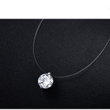 Silver dazzling zircon necklace and invisible transparent fishing line Simple pendant chain and necklace decorated for women