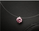 Silver dazzling zircon necklace and invisible transparent fishing line Simple pendant chain and necklace decorated for women