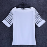 Summer Women Chiffon Blouse Hollow Short sleeve shirt