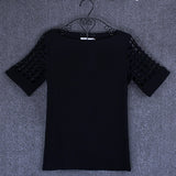Summer Women Chiffon Blouse Hollow Short sleeve shirt
