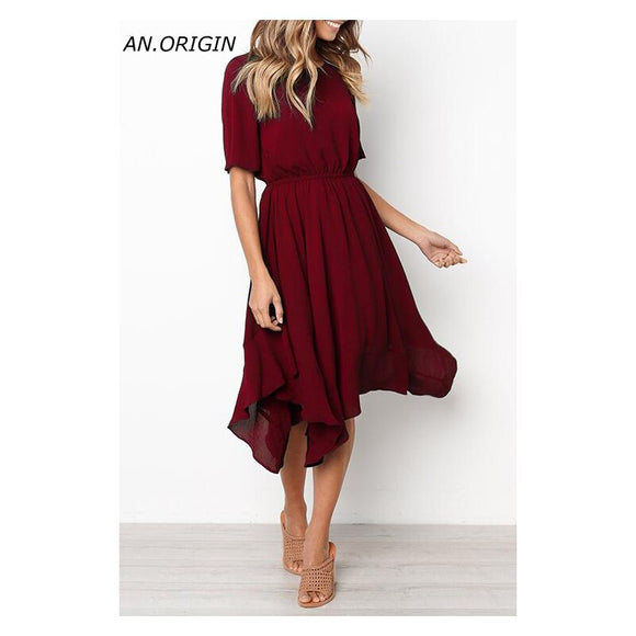 Summer Women dress Solid Color Plus Size party dress