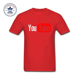 YouTube Logo Print Cotton Funny T Shirt for Men