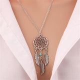 Trendy Dreamcatcher Pendant Mandala Lotus Necklaces ffor Women Vintage Gold Feather Dream Catcher Jewelry Party Accessories