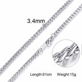 Vnox 3-6MM Silver Tone Snake Cocoon Curb Link Flat Box Wheat Chains Stainless Steel Men Necklace Choker Jewelry 24 inch
