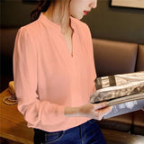 Women Blouses Long Sleeve Chiffon Blouse Shirt