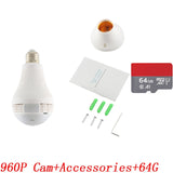 INQMEGA 960P Wireless Panoramic Lamp Bulb Wifi Home Security Camera CCTV