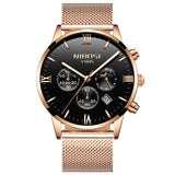 Rose Gold Color Men Watch Luxury Top Brand Men's Watch Fashion Dress New Military Quartz Wristwatch Hot Clock Male Sport NIBOSI