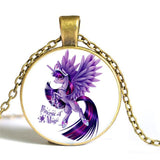 Hot! Unicorn Necklace. Horse Necklace, Animal Pendant Necklace, Glass Cabochon Necklace, Art Pendant Jewelry, Handmade.