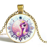 Hot! Unicorn Necklace. Horse Necklace, Animal Pendant Necklace, Glass Cabochon Necklace, Art Pendant Jewelry, Handmade.