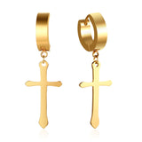 Meaeguet Cross Dangle Earrings Trending Style Round Stainless Steel Drop Earring For Women Men Party Ear Enamel Brinco Jewelry