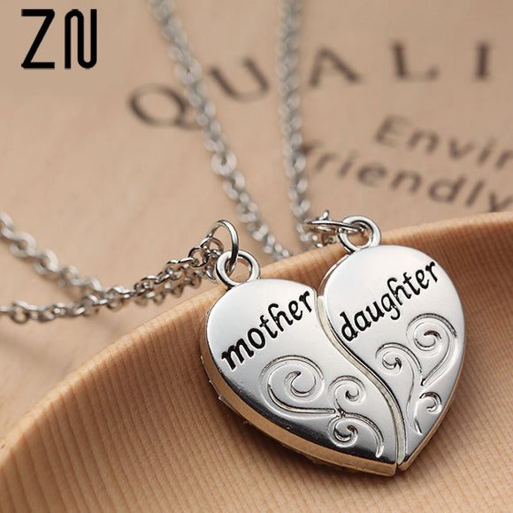 ZN Popular Mother and Daughter Heart necklace women Love 