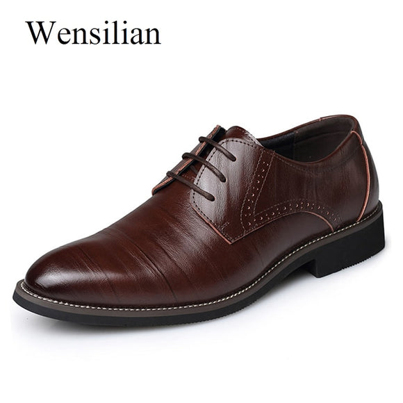 Genuine Leather Men's Dress Shoes British Style Fashion  Lace Up Shoes Formal Oxford Classic Gentleman Shoes Plus Size 37-47