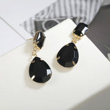 Personality Women Fashion Crystal Black Earrings crystal Sweet Trend With Gems drop Earrings wedding Jewelry Gifts girl